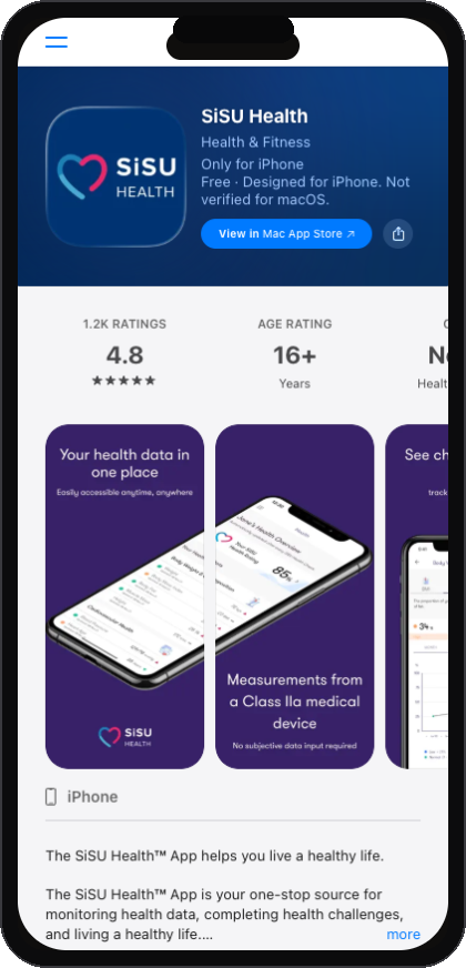 SiSU Health app's Apple App Store listing page